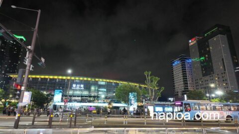 夜の釜山駅